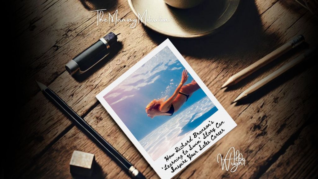 Richard Branson swimming with determination, representing persistence in personal growth