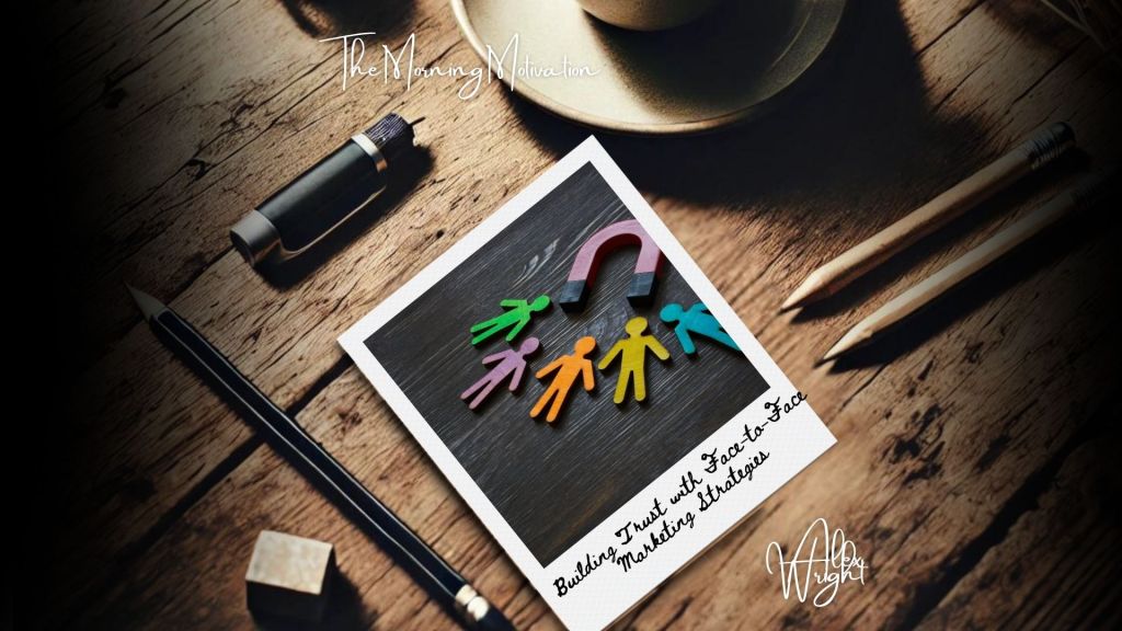 Magnet attracting diverse customers, symbolising the pull of face-to-face marketing and trust-based customer acquisition.