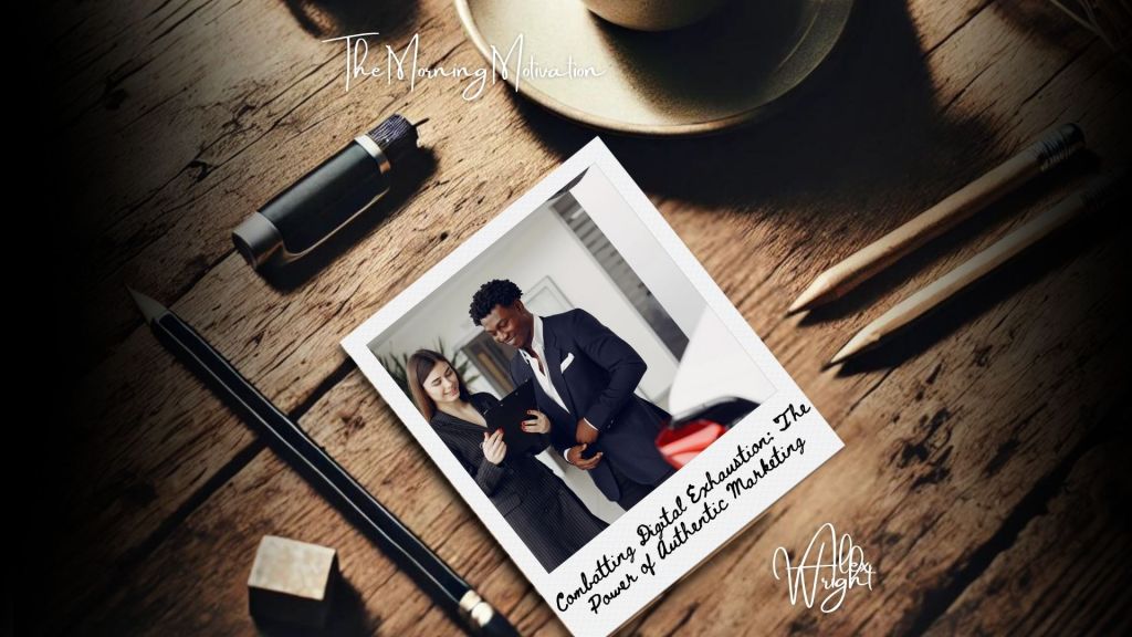 Marketing professional using authentic human interaction to attract and engage customers, helping alleviate digital exhaustion.