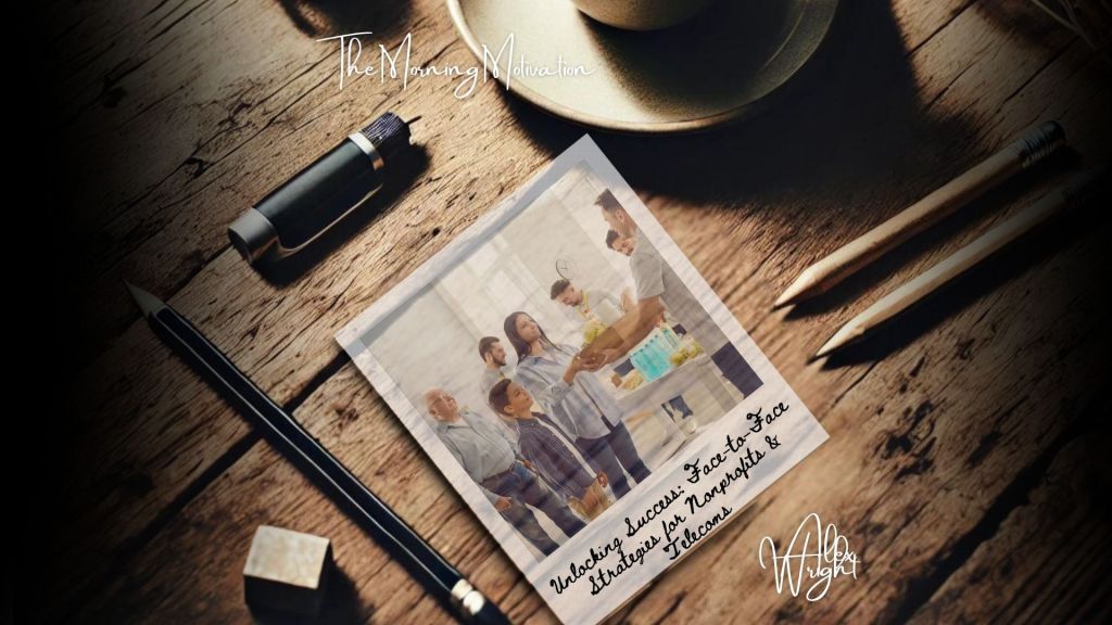 A professional representative engaging face-to-face with diverse community members, symbolising strategic outreach in nonprofit and telecom sectors.