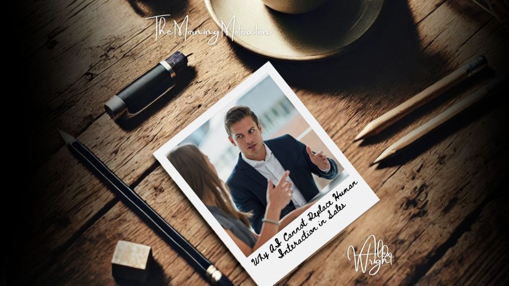 A professional saleswoman engaging in meaningful conversation with a client, representing the irreplaceable human touch in sales.