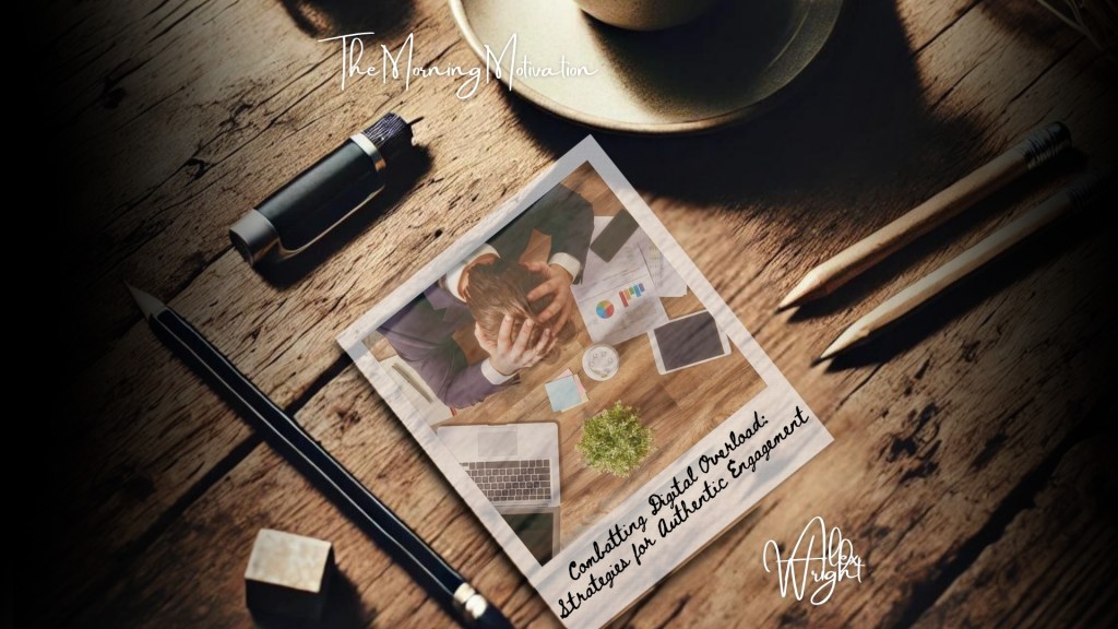 Overwhelmed consumer surrounded by digital notifications, contrasted with a brand representative offering personal support